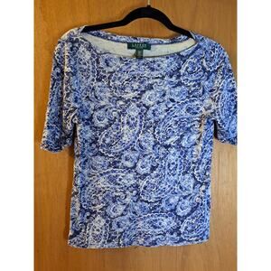 Women's Lauren Ralph Lauren Purple Pasley Blouse Size PM